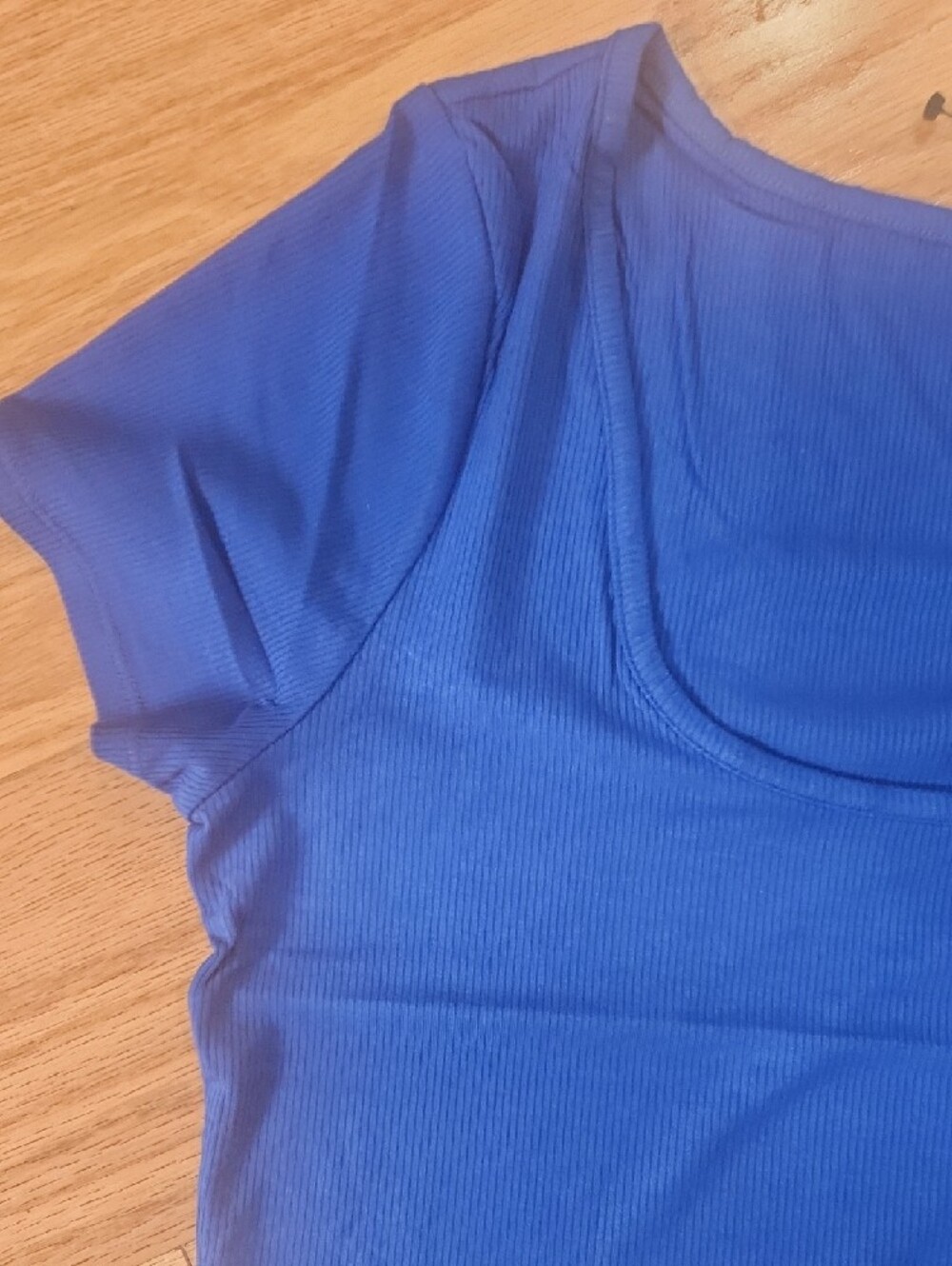 Express Fitted Ribbed Square Neck Crop Top Cobalt Blue XL NwT - Picture 15 of 16